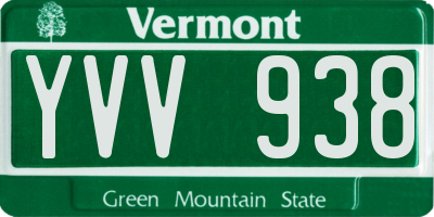 VT license plate YVV938