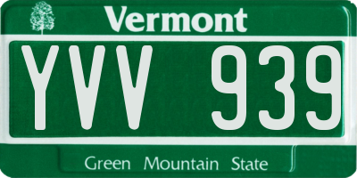 VT license plate YVV939