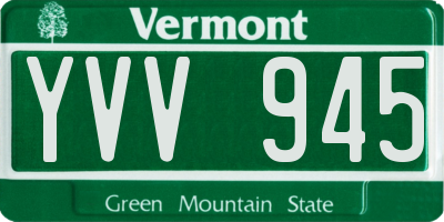 VT license plate YVV945