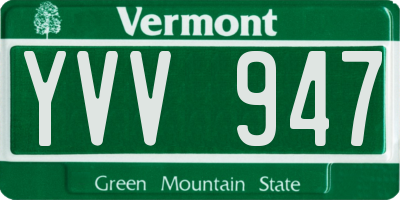 VT license plate YVV947