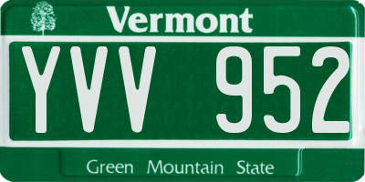 VT license plate YVV952