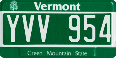 VT license plate YVV954