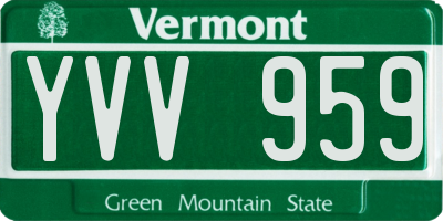 VT license plate YVV959
