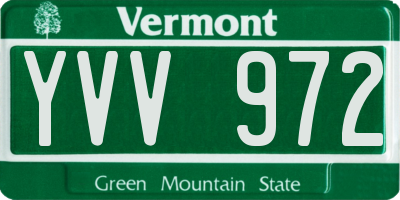 VT license plate YVV972
