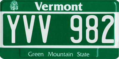 VT license plate YVV982