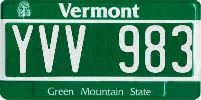 VT license plate YVV983