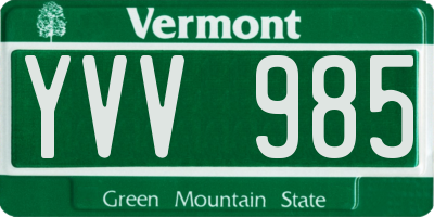 VT license plate YVV985