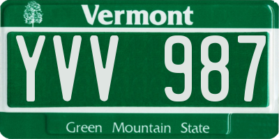 VT license plate YVV987