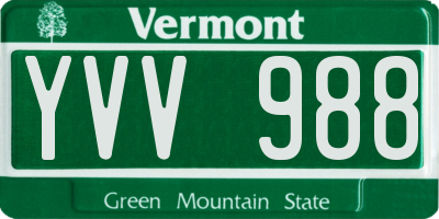 VT license plate YVV988
