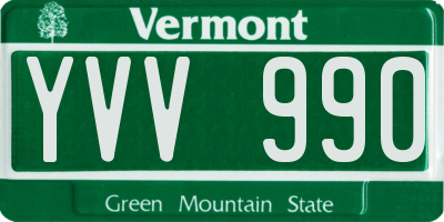 VT license plate YVV990