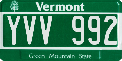 VT license plate YVV992