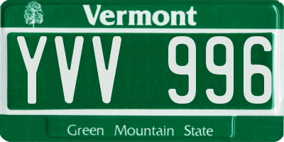 VT license plate YVV996
