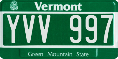 VT license plate YVV997
