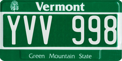 VT license plate YVV998