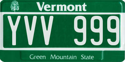 VT license plate YVV999