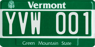 VT license plate YVW001