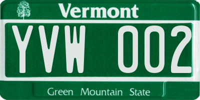 VT license plate YVW002