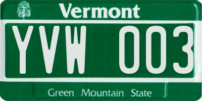 VT license plate YVW003