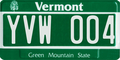 VT license plate YVW004