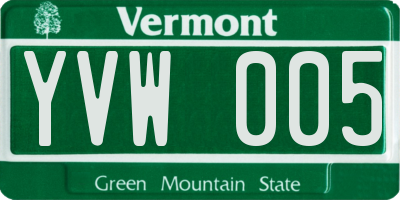 VT license plate YVW005