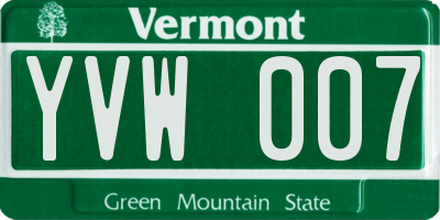 VT license plate YVW007