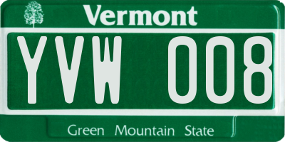 VT license plate YVW008