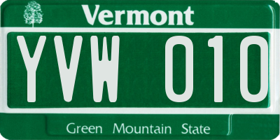 VT license plate YVW010