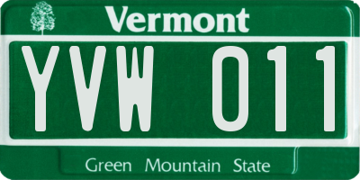 VT license plate YVW011