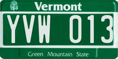VT license plate YVW013