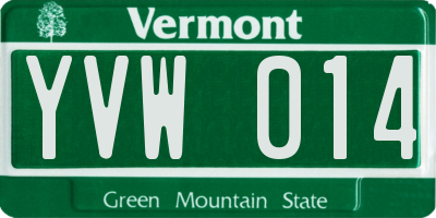 VT license plate YVW014