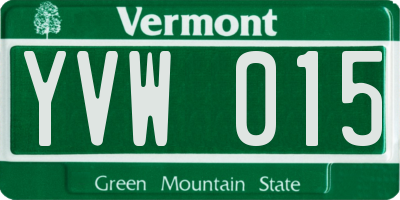 VT license plate YVW015
