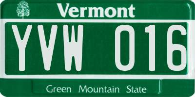 VT license plate YVW016