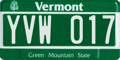 VT license plate YVW017