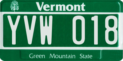 VT license plate YVW018