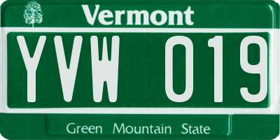 VT license plate YVW019