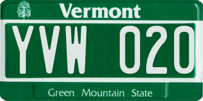 VT license plate YVW020