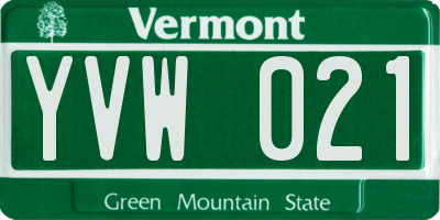 VT license plate YVW021