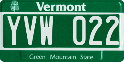 VT license plate YVW022
