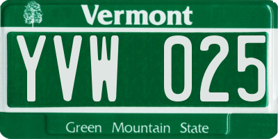 VT license plate YVW025
