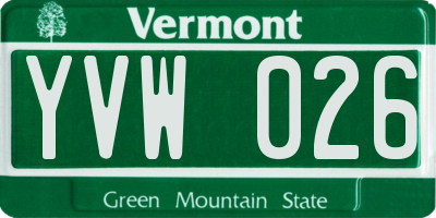 VT license plate YVW026