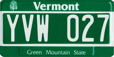 VT license plate YVW027