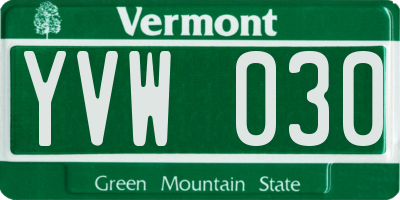 VT license plate YVW030