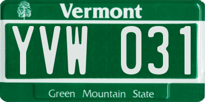 VT license plate YVW031