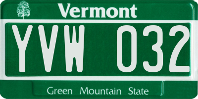 VT license plate YVW032