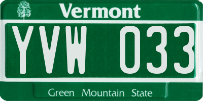 VT license plate YVW033