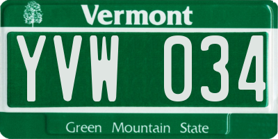 VT license plate YVW034