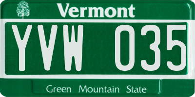 VT license plate YVW035