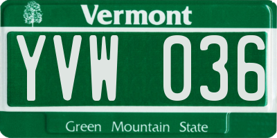 VT license plate YVW036