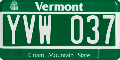 VT license plate YVW037