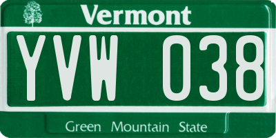 VT license plate YVW038